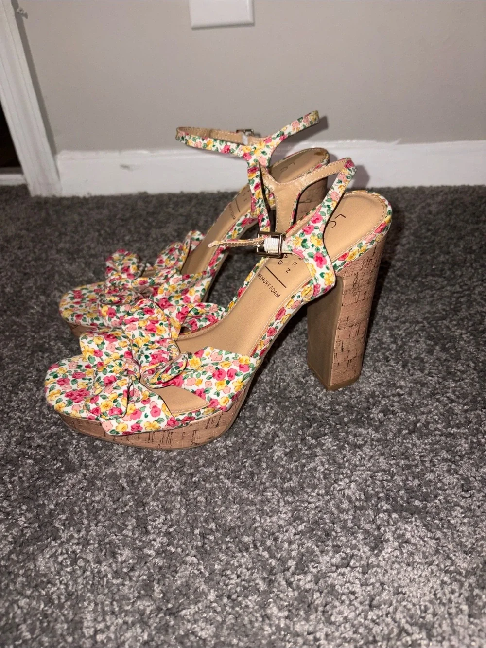 LC Lauren Conrad Floral Platform Sandals - Yellow, Pink, Green